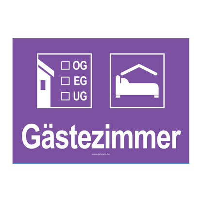 umzugsaufkleber, gästezimmer, lila, stockwerkangabe zum ankreuzen