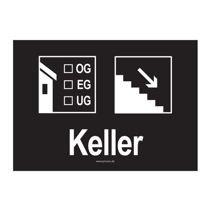 umzugsaufkleber, keller, schwarz, stockwerkangabe zum ankreuzen