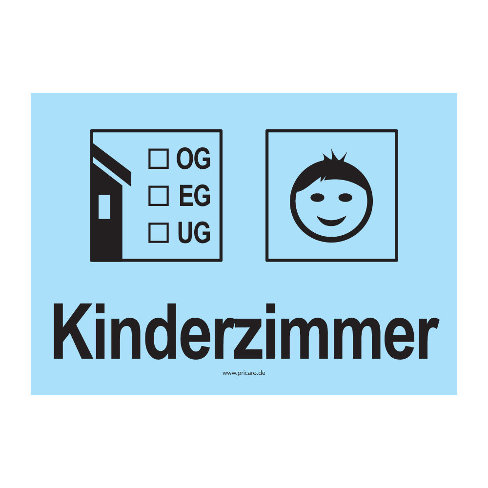 umzugsaufkleber, kinderzimmer 1, hellblau, stockwerkangabe zum ankreuzen