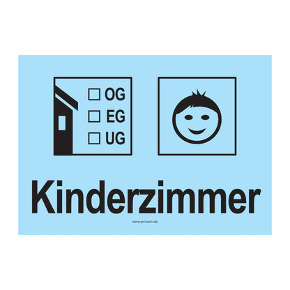 umzugsaufkleber, kinderzimmer 1, hellblau, stockwerkangabe zum ankreuzen
