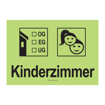 umzugsaufkleber, kinderzimmer 3, hellgrün, stockwerkangabe zum ankreuzen