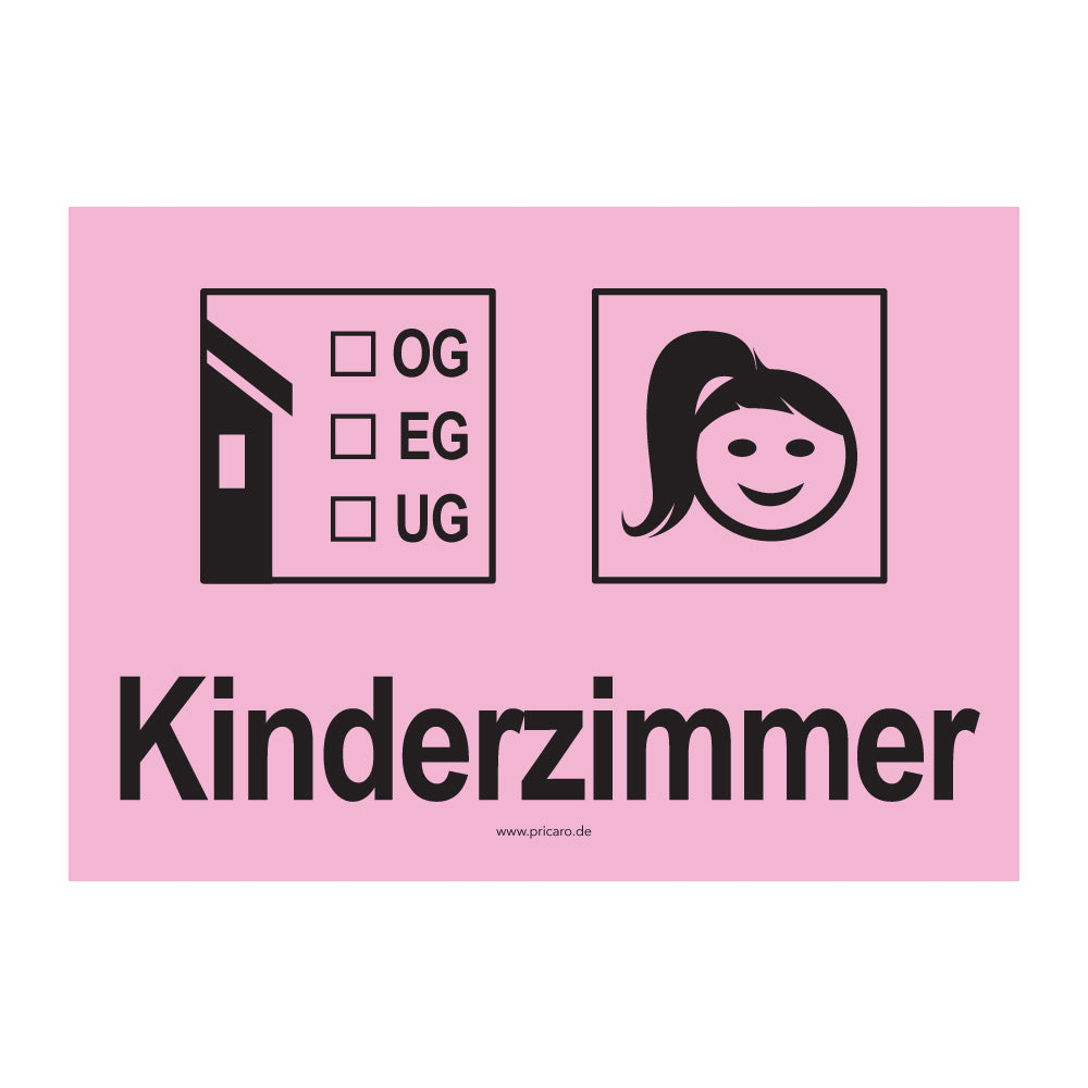 umzugsaufkleber, kinderzimmer 2, rosa, stockwerkangabe zum ankreuzen