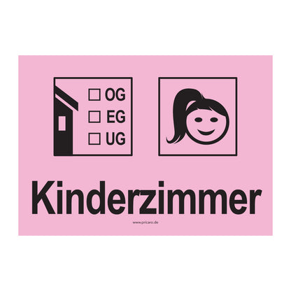 umzugsaufkleber, kinderzimmer 2, rosa, stockwerkangabe zum ankreuzen