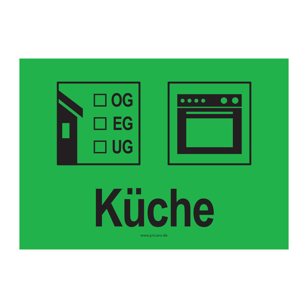umzugsaufkleber, küche, grün, stockwerkangabe zum ankreuzen