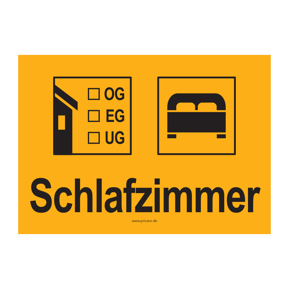 umzugsaufkleber, schlafzimmer, orange, stockwerkangabe zum ankreuzen