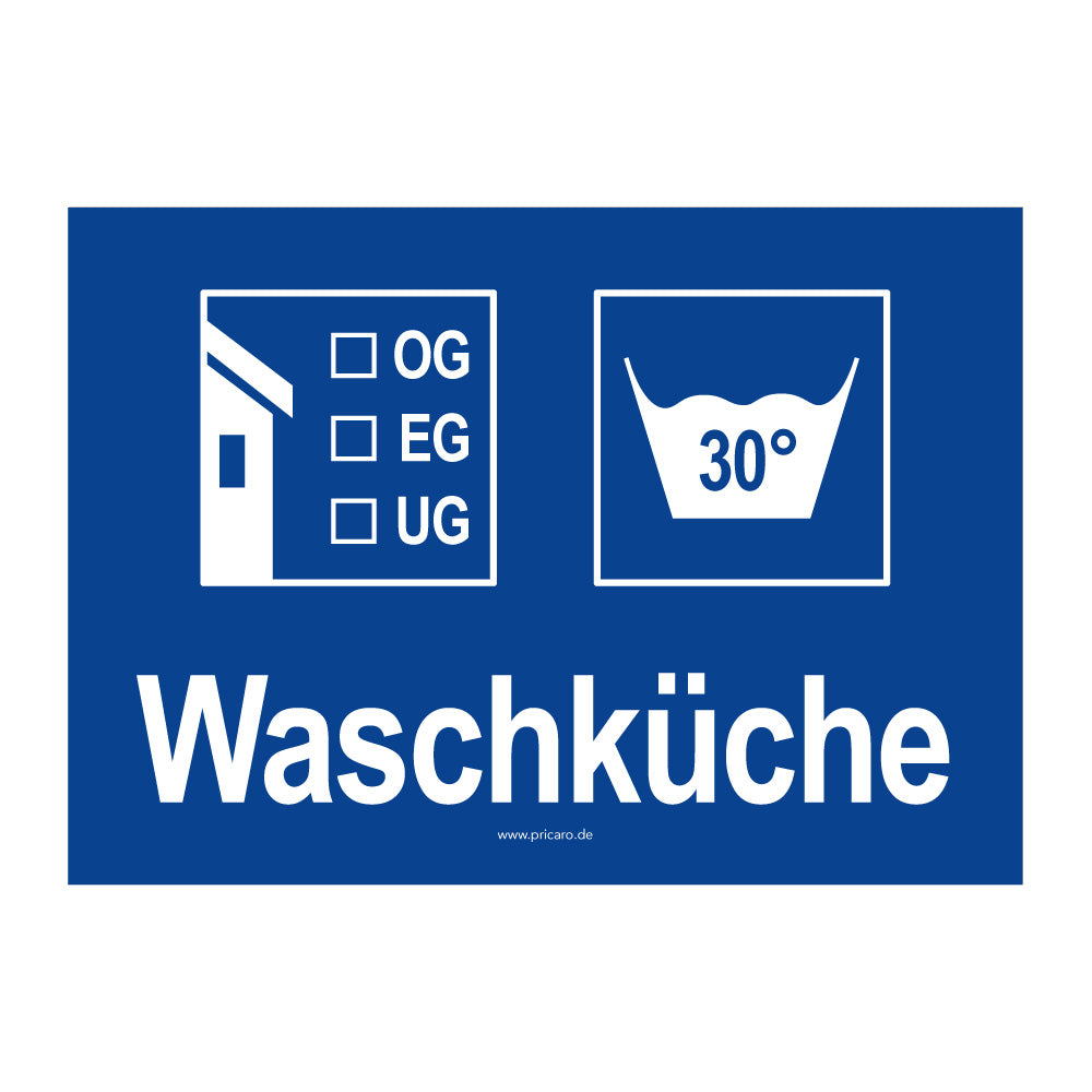 umzugsaufkleber, waschküche, blau, stockwerkangabe zum ankreuzen