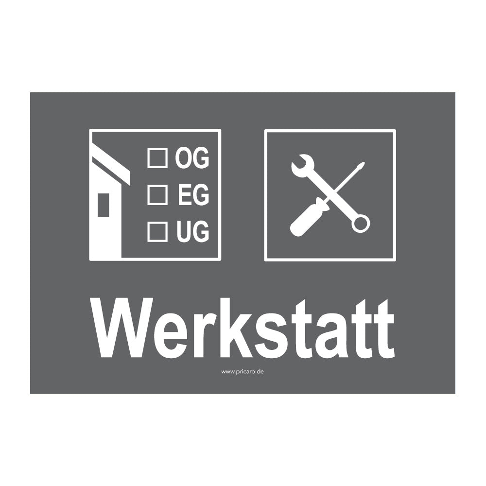 umzugsaufkleber, werkstatt, grau, stockwerkangabe zum ankreuzen