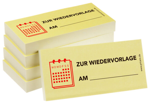 PRICARO Haftnotizen "Wiedervorlage am", 100 Blatt, 5 Stück