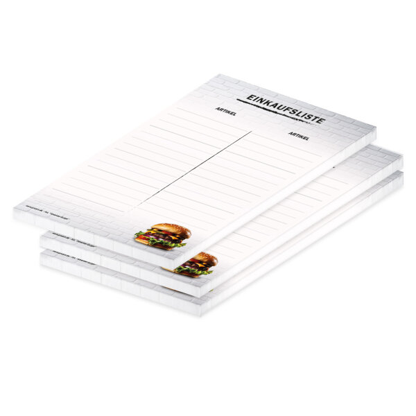 PRICARO Einkaufsliste "American Burger", magnetisch, A5, 50 Blatt, 3 Stück